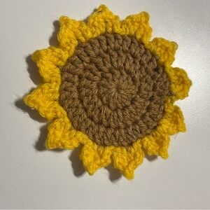 Handmade Sunflower Crochet Coaster